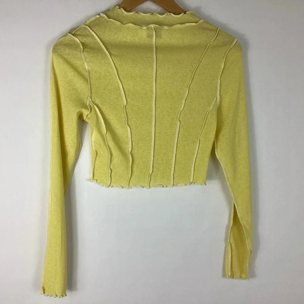 TWIIN Cropped Sheer Top Medium Yellow - Picture 6 of 8